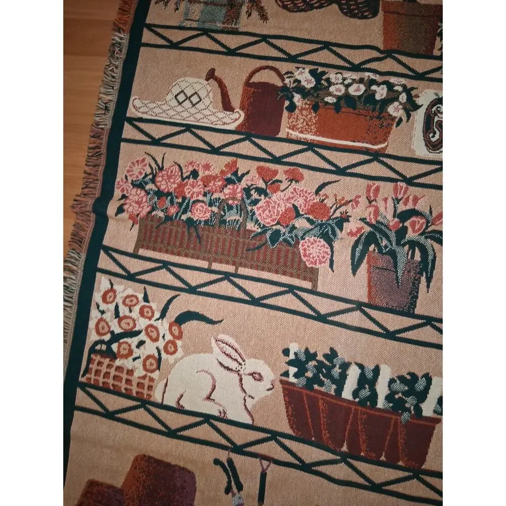 Goodwin Weavers Garden Tapestry Throw Blanket Cottagecore Crazy Plant Lady 70x48